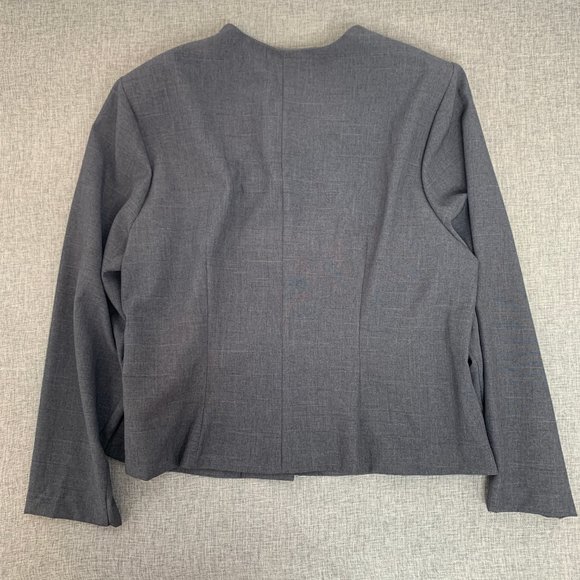 I.S.B. inc Vintage Gray Button Down Jacket 18W Shoulder Pads Beautiful Floral - Picture 12 of 14